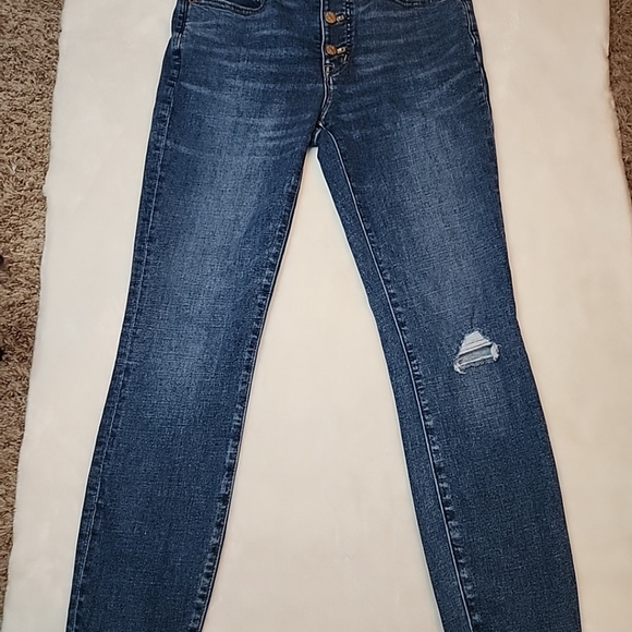 J CREW Women's 9" MID-Rise Skinny Button-Fly Jeans - Dark Wash - Sz 27 - Picture 4 of 9